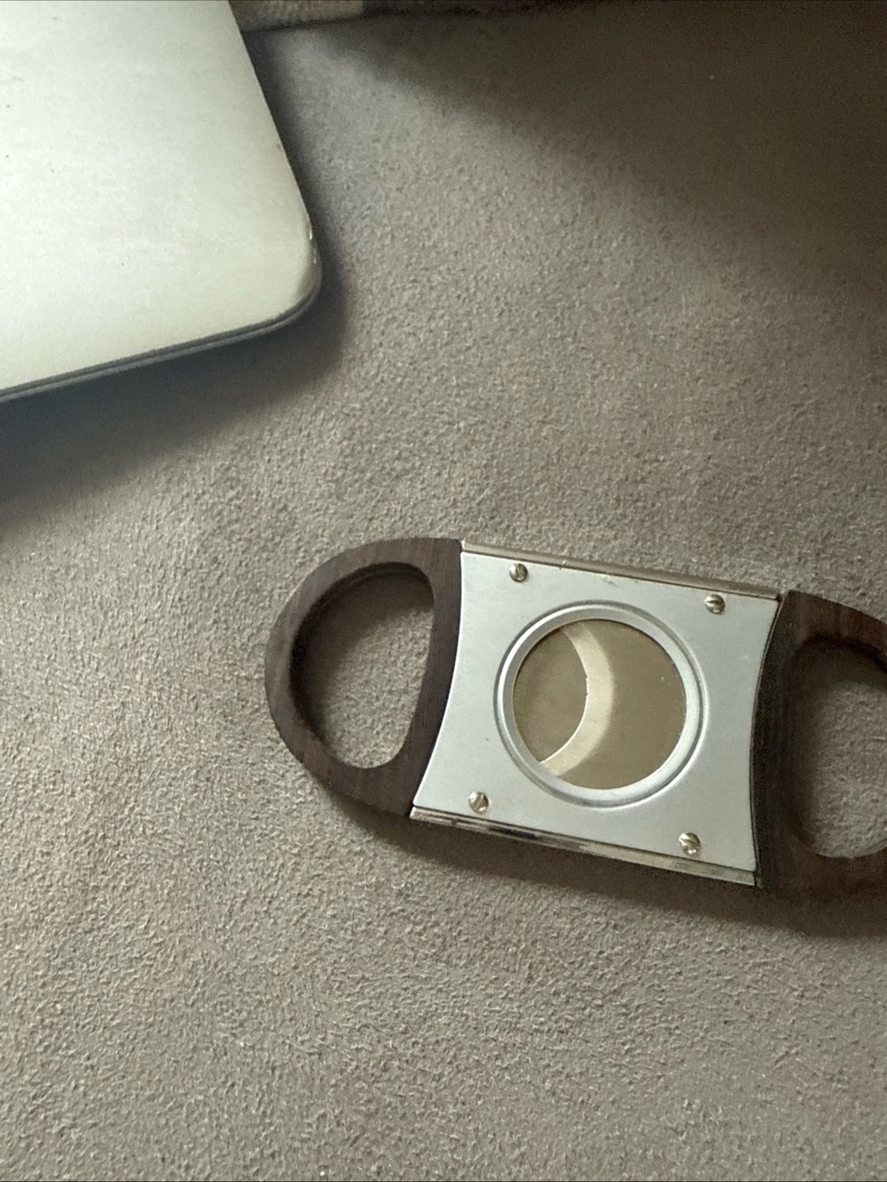 Wood and Metal Cigar Cutter - Brown and Silver